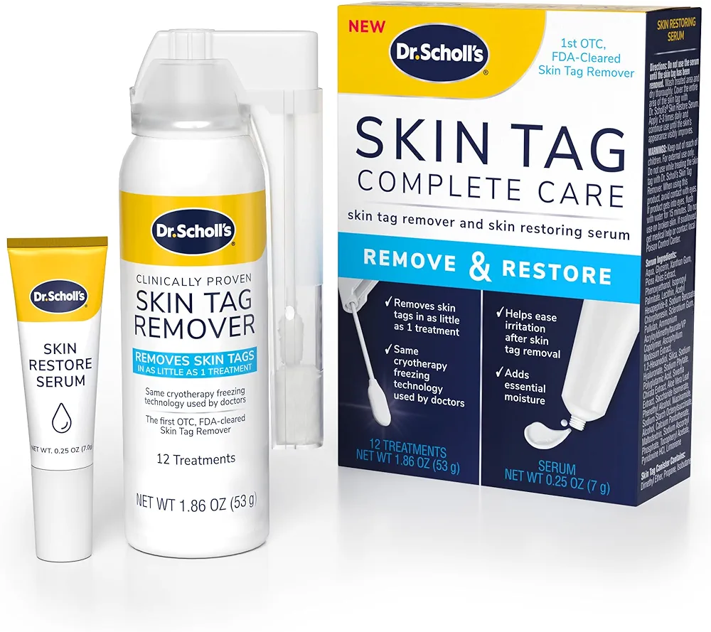 Dr. Scholl's Complete Care Skin TAG Remover, 12 Ct // Removes Skin Tags & Restores Skin's Appearance, FDA-Cleared, Clinically Proven, 12 Treatments Plus Hydrating Serum