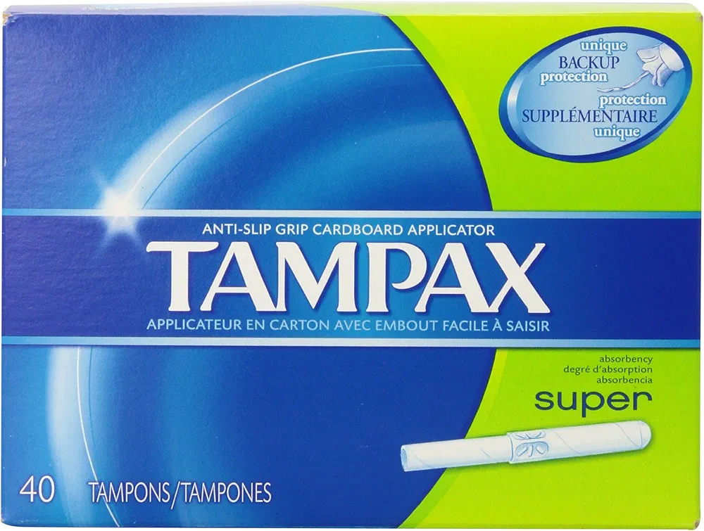 Anti-Slip Grip Cardboard Applicator Super Absorbency Tampons 40 Count (Pack of 2)