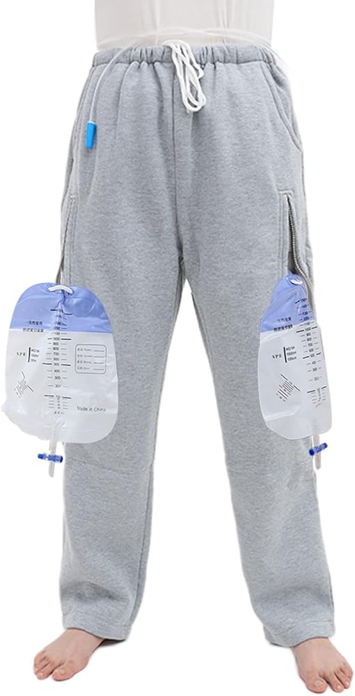 Catheter Leg Bag Pants, Holds (2) 2000ml Leg Bags for Nephrostomy, Foley, Suprapubic & Biliary Catheters