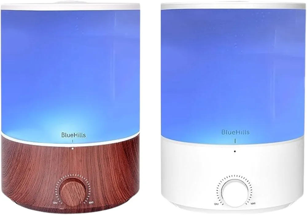 BlueHills Premium Set of Two Large 4000 ML XL Essential Oil Diffusers Humidifier Combo for Large Room Home with Décor LED Lights Great Gift – Value Pack of Dark Wood Grain and White