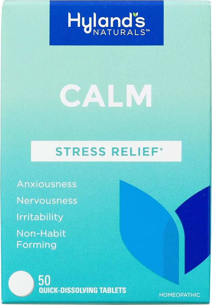 Hyland's Calm Tablets, Stress Relief Supplement, Natural Relief Of Anxiousness, Nervousness, And Irritability, 50 Count (Pack of 1, 50 Count Total)