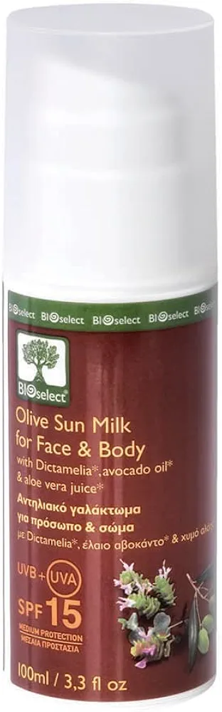 Olive Sun Milk for Face and Body- Medium Protection SPF 15 (100ML)