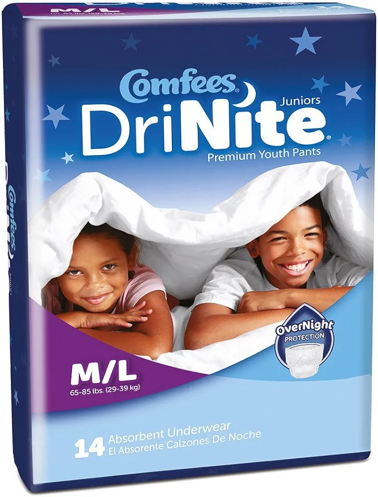 Comfees? Drinite Disposable Absorbent Pull On Youth Pants White Medium / Large 65-85 lbs CS/56 by Attends Healthcare Products