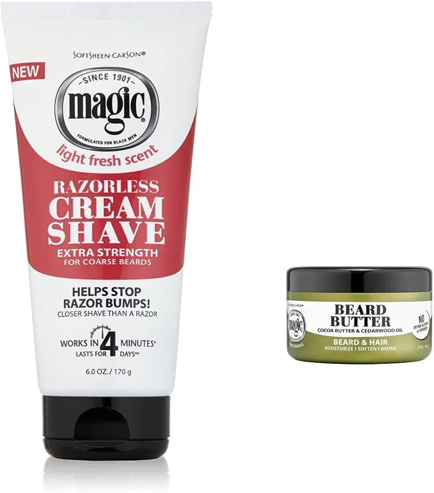 SoftSheen-Carson Magic Razorless Extra Strength Shaving & Hair Removal Cream with Beard Butter (2 Products)