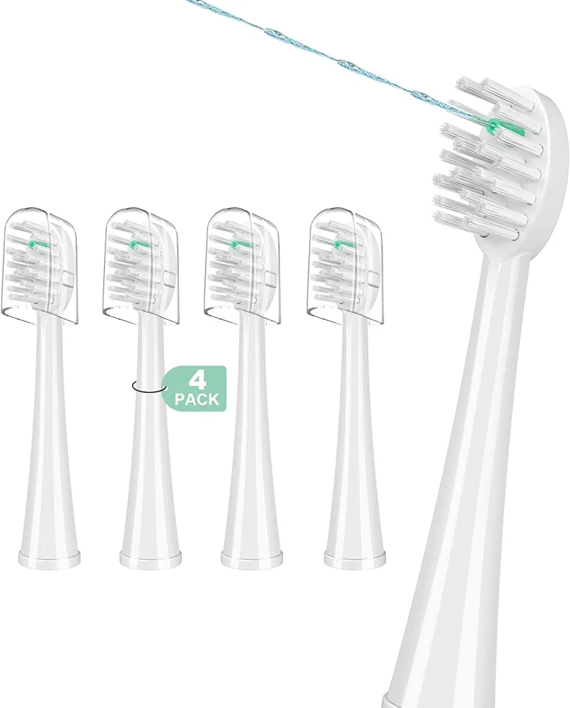 Replacement Brush Heads for WaterPik Sonic-Fusion 2.0 Flossing Toothbrush (SF-03/SF-04) and Sonic-Fusion Flossing Toothbrush (SF-01/SF-02),4 Count White with Covers