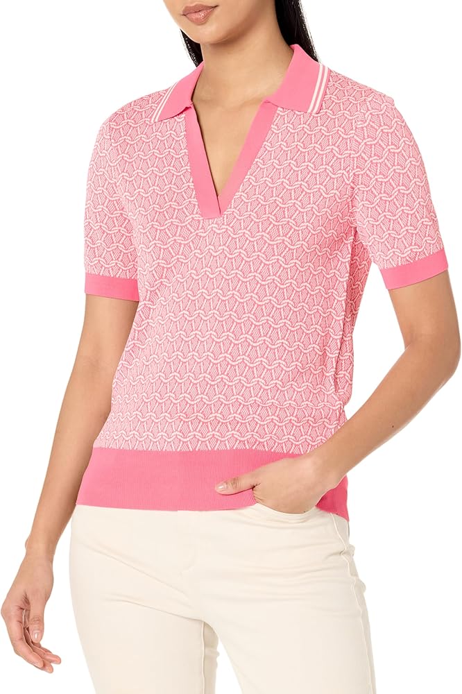 Trina Turk Women's Collared Short Sleeve Sweater