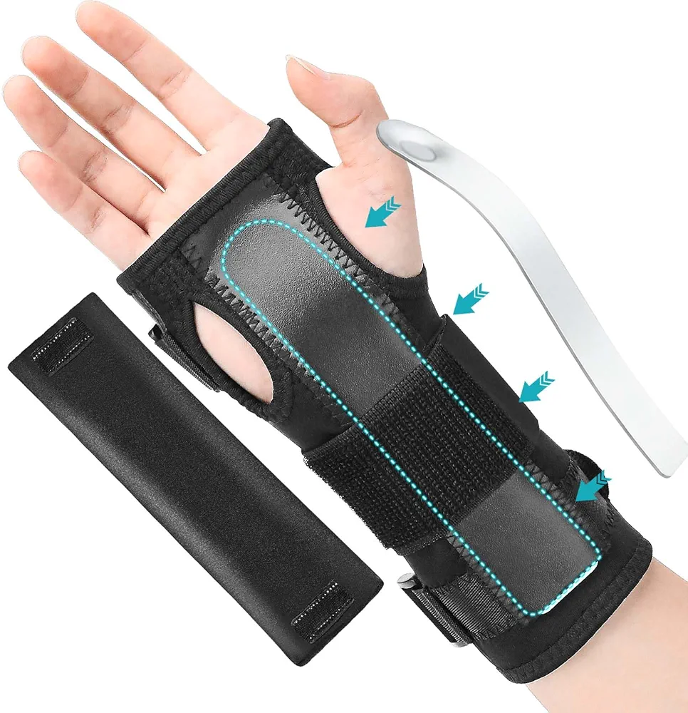 Wrist Splint for Carpal-Tunnel Syndrome, Adjustable Compression Wrist Brace for Right and Left Hand, Pain Relief for Arthritis, Tendonitis, Sprains