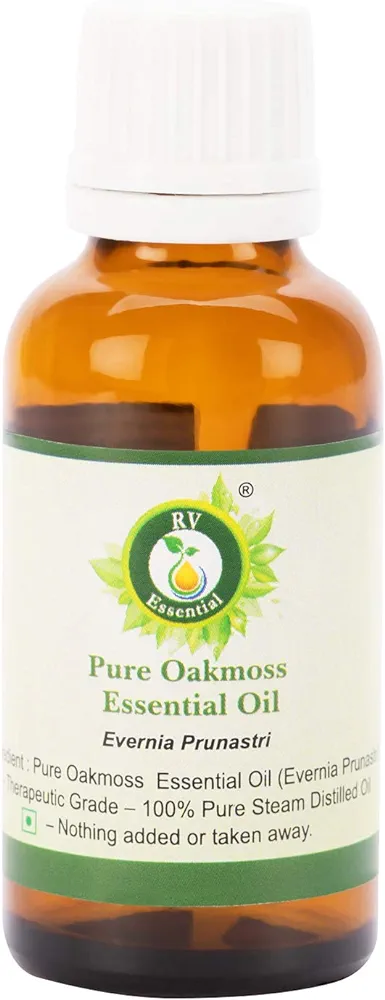 R V Essential Pure Oakmoss Essential Oil 15ml (0.507oz)- Evernia Prunastri (100% Pure and Natural Steam Distilled)