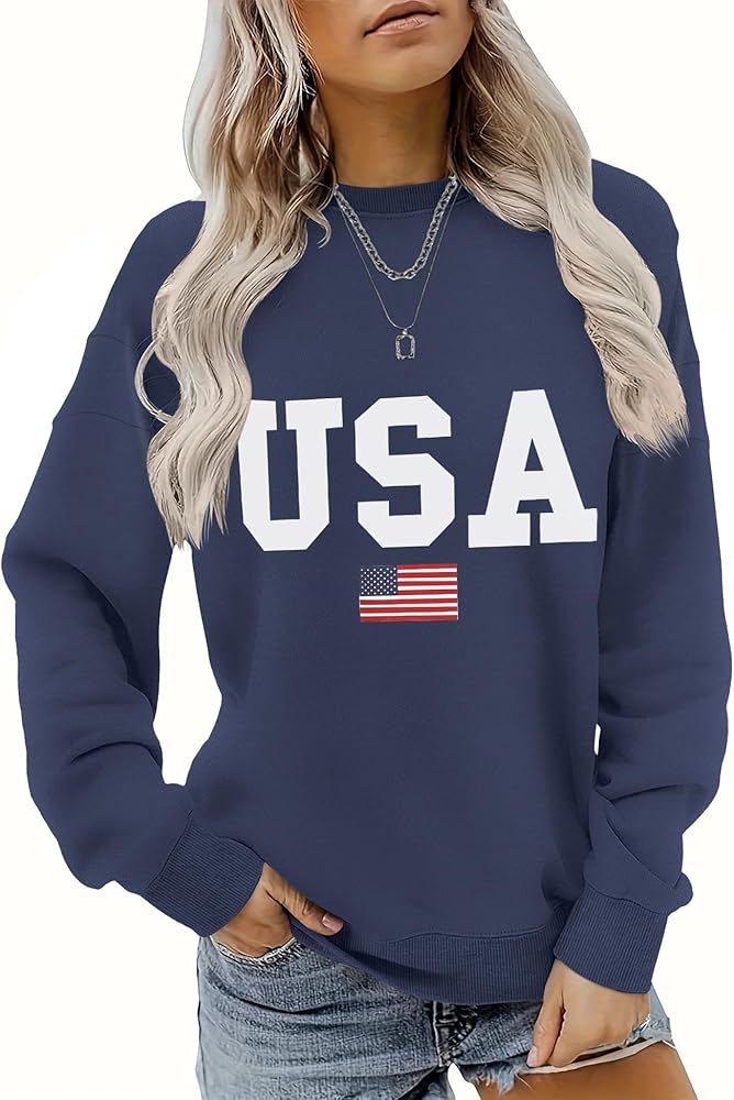 Micoson Women's Oversized Graphic Letter Print Sweatshirts Crewneck Fleece Pullover Tops Fall Winter Fashion Clothes 2024