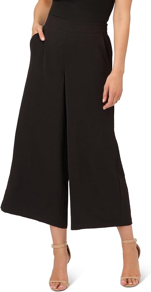 Adrianna Papell Women's Textured Wide Leg Pull on Pant W/Slit Pockets