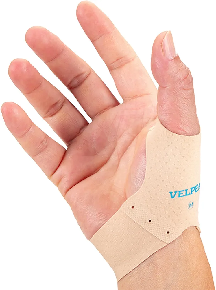 Velpeau Thumb Wrist Compression Sleeve for Arthritis Pain (2 Pcs) -Elastic Liner for Plastic Splint, Right & Left Hand(Beige, Short Version, Medium)