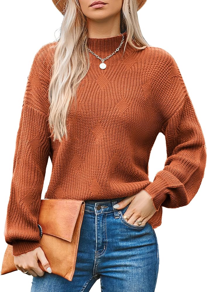 GRACE KARIN Women's Winter Oversized Sweaters Long Sleeve Mock Neck Comfy Loose Knitted Pullover Tops