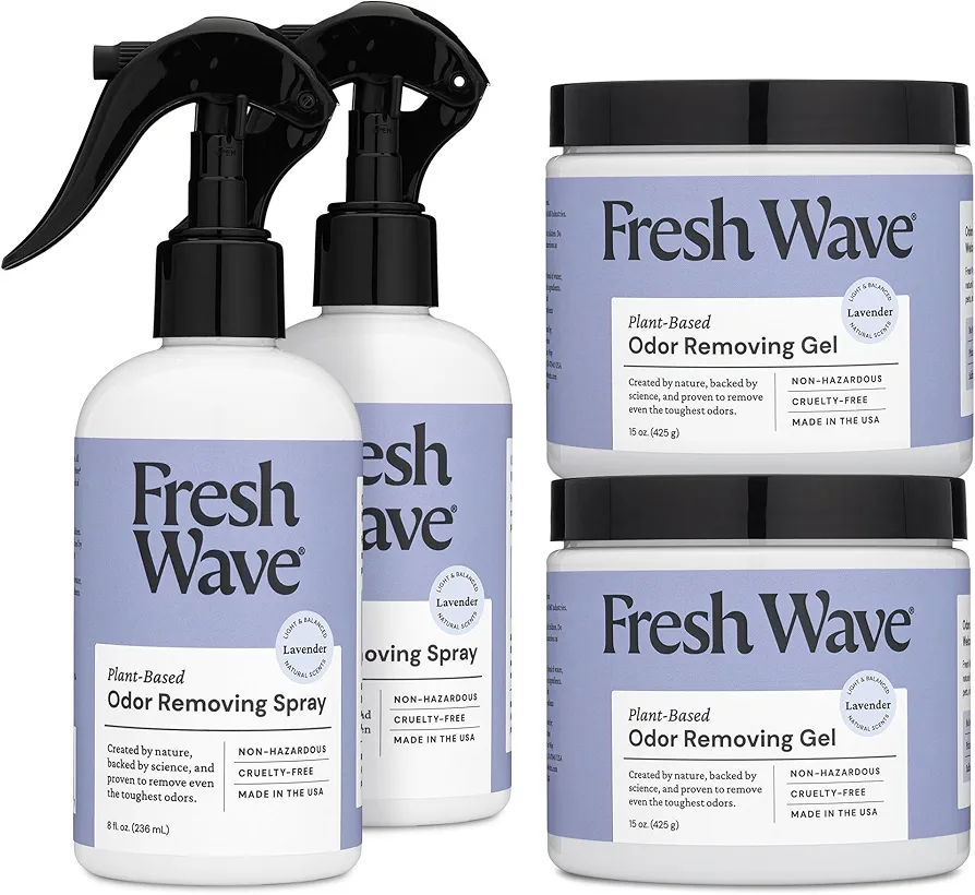 Fresh Wave Lavender Odor Removing Gel & Spray Bundle: (2) 15oz. Gels + (2) 8 fl.oz. Sprays