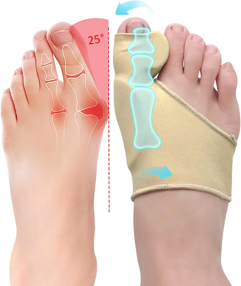 2 Pcs Bunion Corrector for Women Men Bunion Pain Relief, Big Toe Straighteners, Breathable Bunion Correction Socks with Built-in Gel Pad, Big Toe Spacer Separators (Beige)