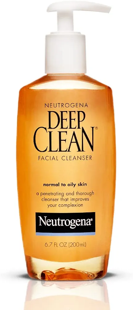 Neutrogena Deep Clean Daily Facial Cleanser with Beta Hydroxy Acid for Normal to Oily Skin, Alcohol-Free, Oil-Free & Non-Comedogenic, 6.7 fl. oz