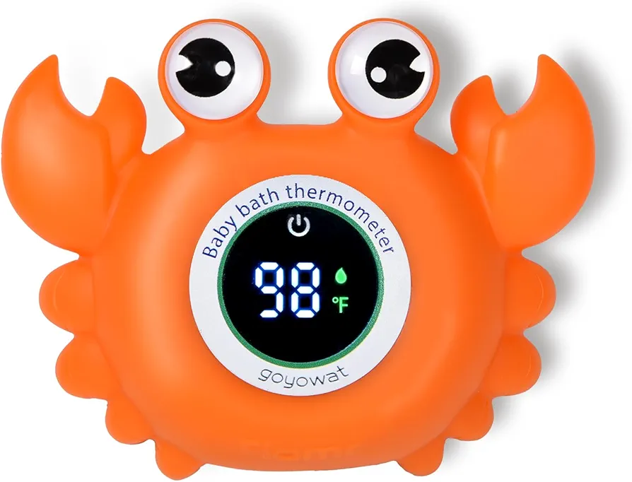 Baby Bath Thermometer,Newborn Swimming Safety Toy Thermometer，Bathtub Water Thermometer,Large Eyed Crab Toy Floating Water Temperature Gauge Baby Temperature Warning,LED Display Warning…