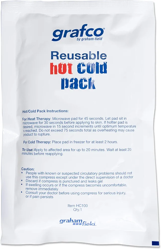 Grafco Reusable 2-in-1 Hot and Cold Packs, 4.5x7", Bulk Pack of 24, HC100