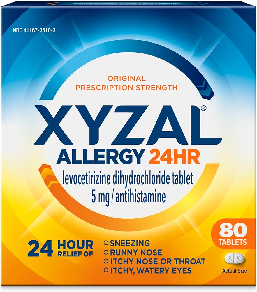 Xyzal Allergy Pills, 24-Hour Allergy Relief, 80-Count, Original Prescription Strength