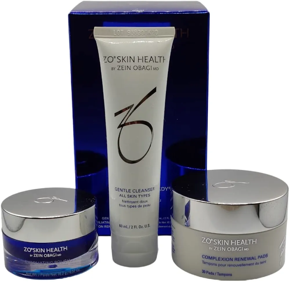 ZO SKIN HEALTH Getting Skin Ready Travel Kit incl. Gentle Cleanser 2 Fl Oz, Exfoliating Polish 0.57 Oz, 30 Complexion Renewal Pads