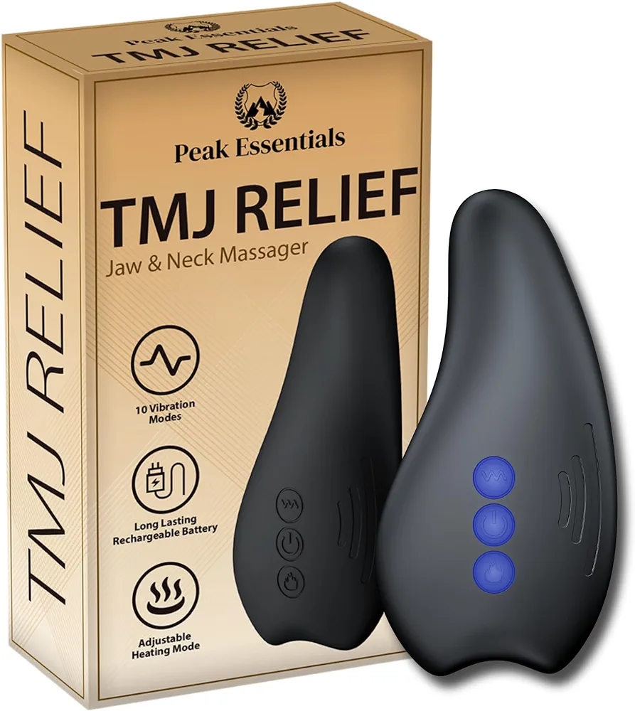 TMJ Relief Products Jaw Massager with ADVANCED HEATING MODES - TMJ Massager - Jaw Massager TMJ - Ergonomic TMJ Massage Tool - Gentle Vibrations and Heat for Pain Relief, Tension, and Stiffness