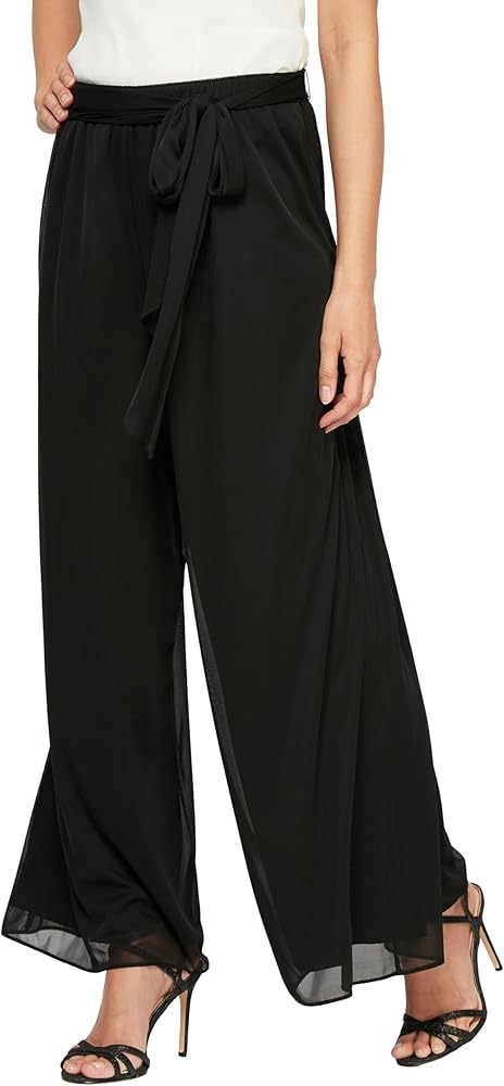 Alex Evenings Women's Wide Leg Chiffon Dress Pant for Mother of The Bride, Elegant Party Outfit (Petite and Regular Sizes)