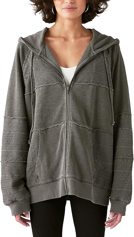 Lucky Brand Women's Lace Zip Up Hoodie