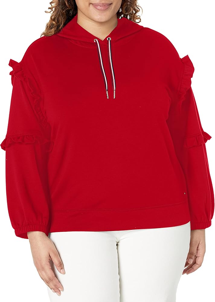 Tommy Hilfiger Women's Soft Ruffle Long Sleeve Hoodie