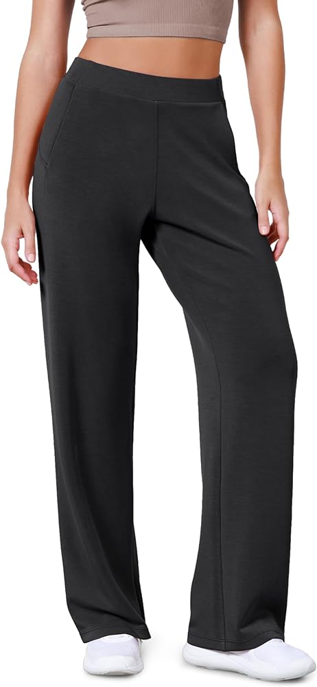 ODODOS Women's Modal Soft Wide Leg Pants Elastic High Waist Casual Lounge Relaxed Pants with Pockets - 27"/ 29" / 31" Inseam