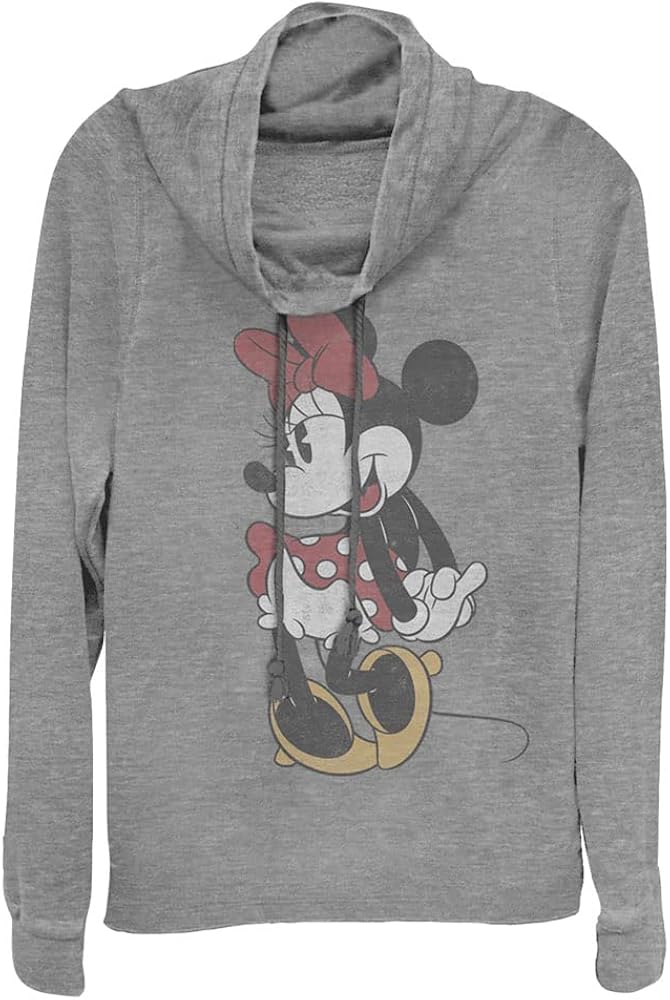 Disney Mickey Classic Vintage Minnie Women's Cowl Neck Long Sleeve Knit Top