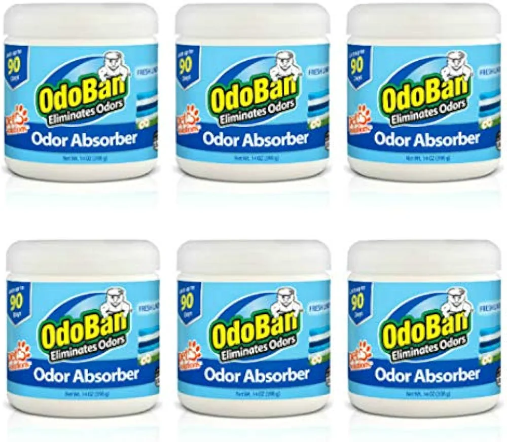 OdoBan Solid Odor Absorber Eliminator for Home and Small Spaces, Fresh Linen Scent, 14 Ounces Each, 6-Pack