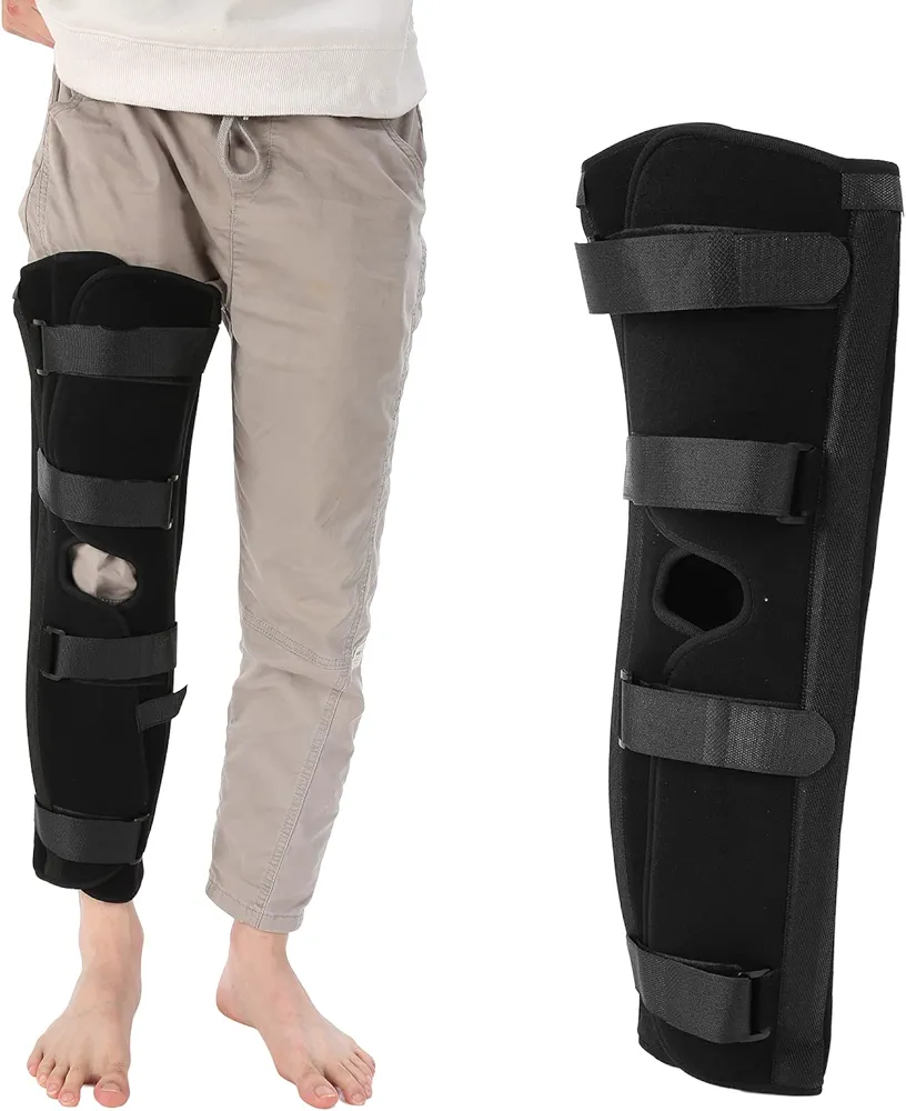 Knee Immobilizer, Adjustable Knee Splint Brace for Men Women - One Piece, Lightweight, Steel Plate Supports, Comfortable (S)