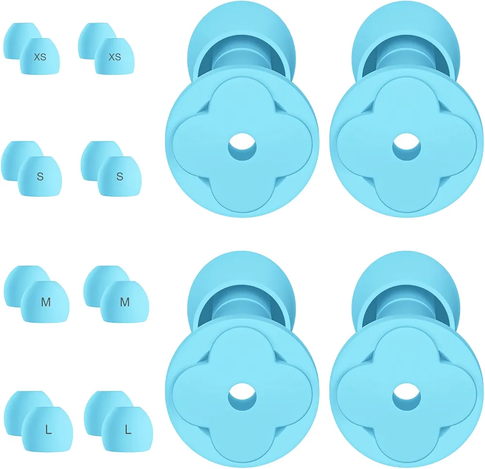 Ear Plugs for Sleeping,Noise Cancelling Silicone Earplugs Resuable Soft 2 Pairs Ear Plugs Noise Reduction 33dB for Block Snoring/Noise Sensitivity/Travel/Work/Focus - 8 Pairs Ear Tips in XS/S/M/L