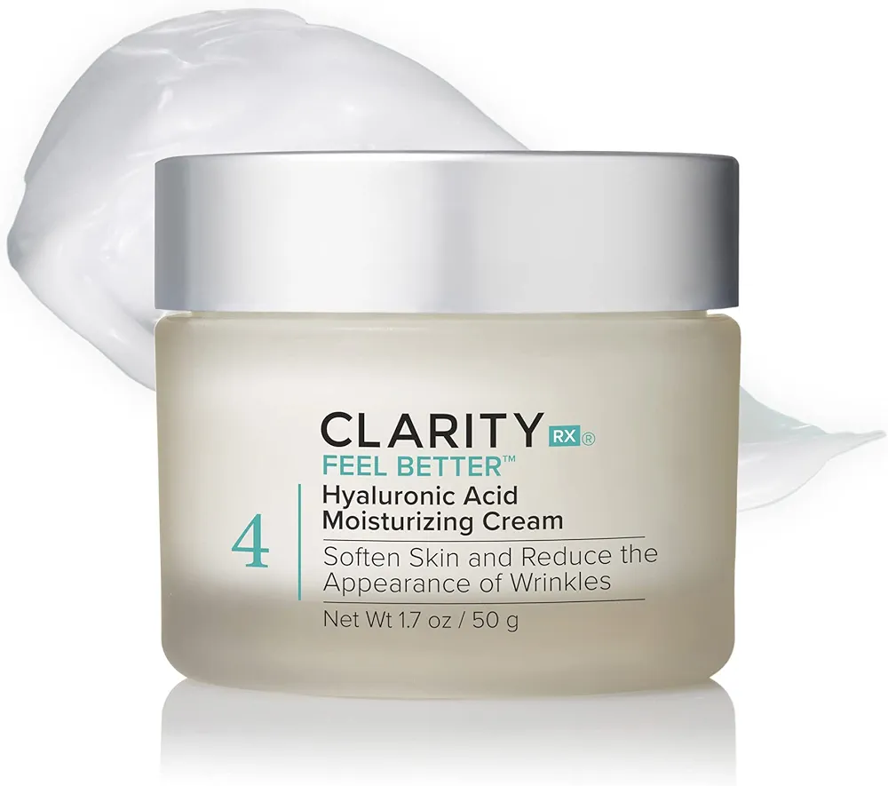 ClarityRx Feel Better Hyaluronic Acid Moisturizing Cream, Natural Plant-Based Face Moisturizer with Jojoba Oil for Dry, Aging Skin