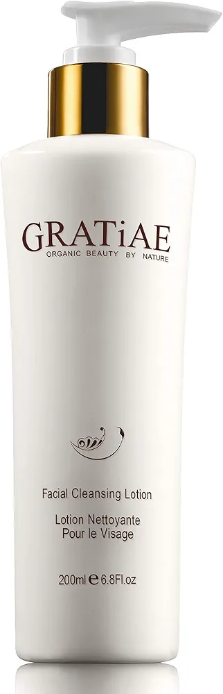 Gratiae Organic facial cleansing lotion, face cleanser, cleansing milk face wash, ultra-hydrating, gentle face cleanser & make-up remover moisturizing hydrating gentle, non-drying deep clean 6.8fl oz