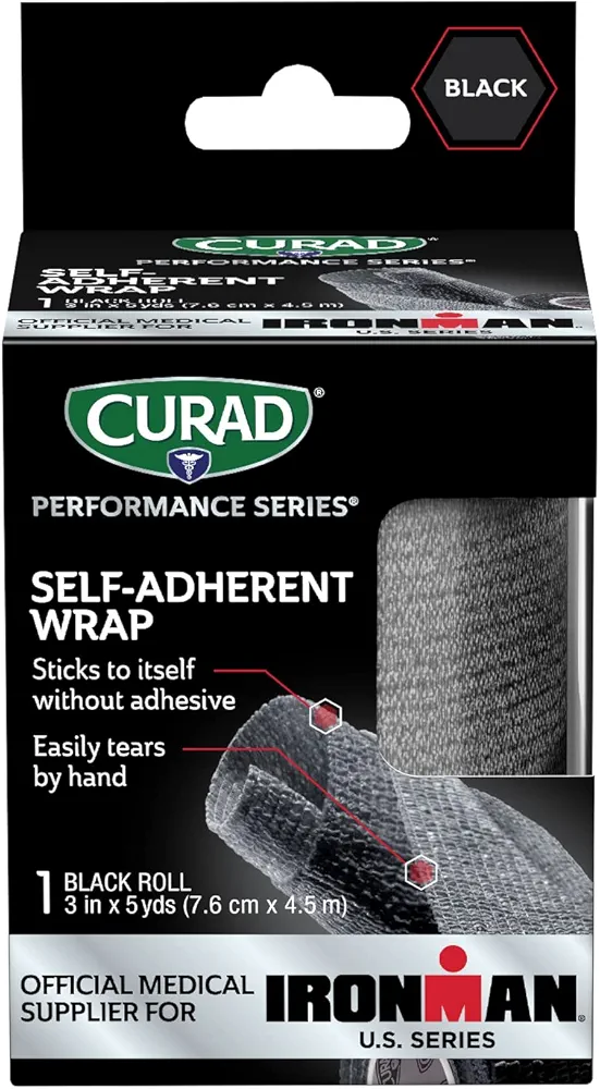 CURAD Performance Series Ironman Self-Adherent Wrap, Black, 3" x 5 yds