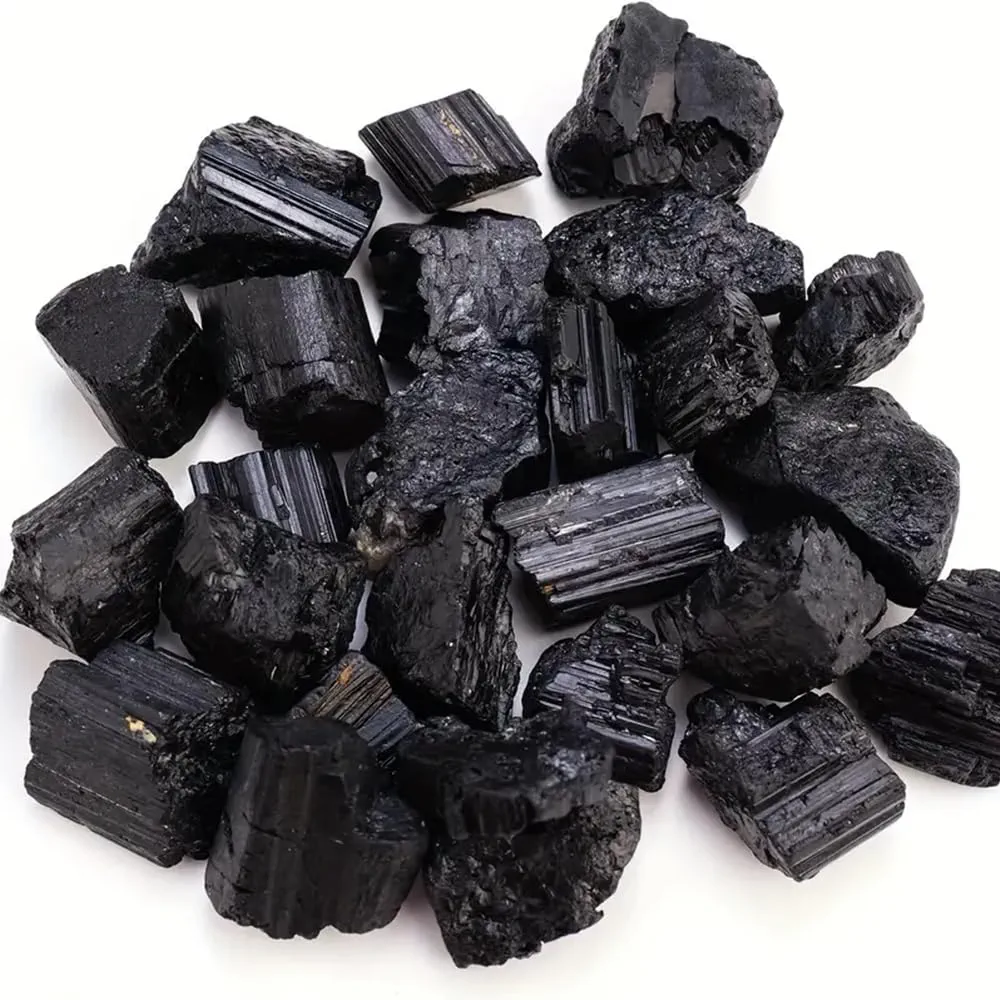 Zenkeeper Black Tourmaline Raw Crystals and Healing Stones for Tumbling, Bulk Rough Gemstone for Jewelry Making, Healing, Meditation, Reiki (3 Pieces)