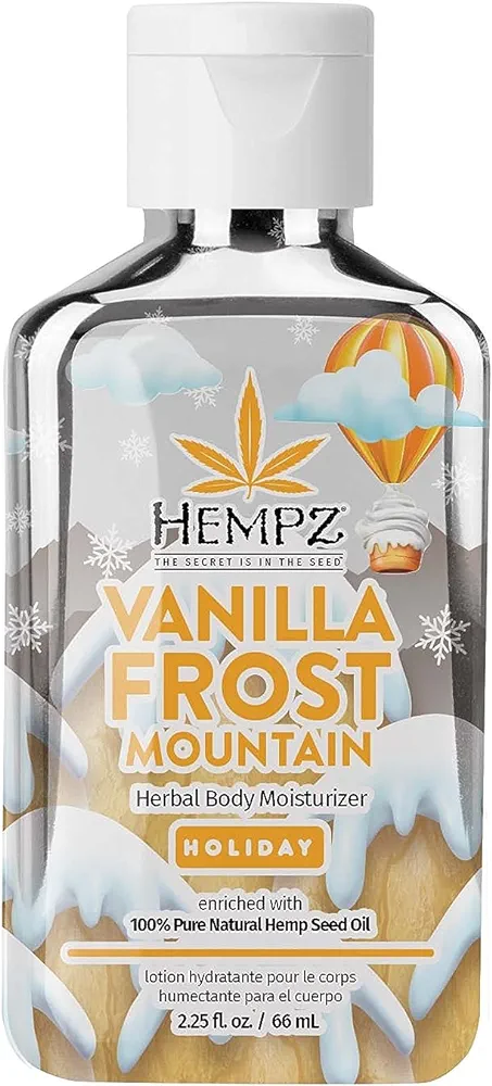 Hempz Limited Edition Vanilla Frosted Mountain Body Lotion Moisturizer (2.25 Oz) – Holiday Body Lotion for Women or Men with Dry or Sensitive Skin - Hydrating Face Moisturizer for Daily Radiance