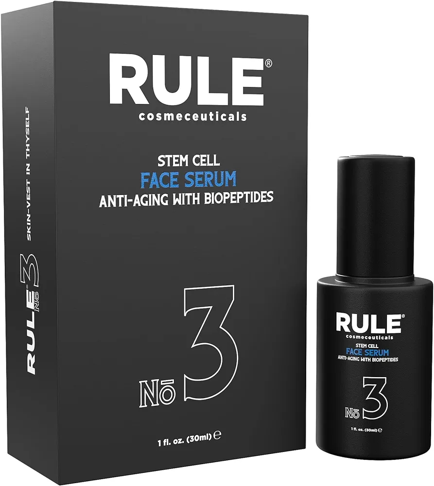 RULE Apple Stem Cell Serum for Face Anti Aging - Mens Face Serum with Hyaluronic Acid, Collagen, Bio Peptides and Vitamin E for Brightening, Hydrating, Firming, Anti Wrinkle Facial Skin Care, 1 Fl Oz