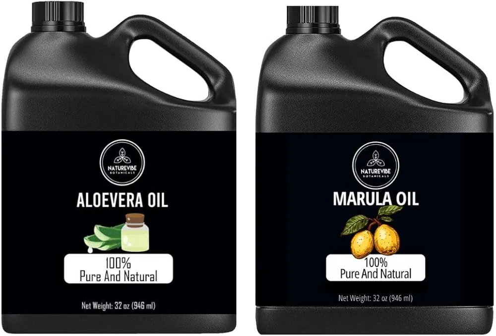 Naturevibe Botanicals Aloevera Oil 32oz and Marula Oil Oil 32oz |Oil Combo