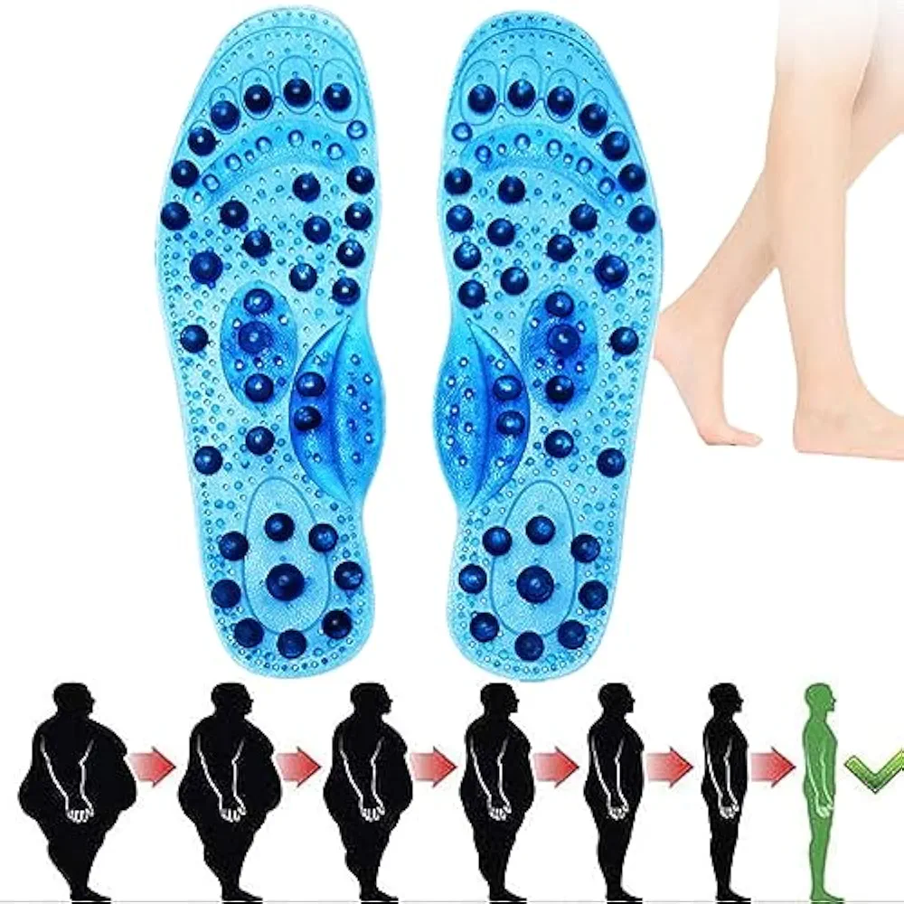 Titanvein Far Infrared Tourmaline Acupressure Insoles, Magnetic Insoles, Acupressure Insoles, Tourmaline Acupressure Reflexology Insole, Improve Blood Circulation (Blue,S-25CM)