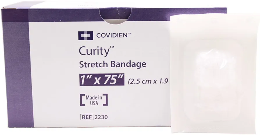 Curity Sterile Gauze Stretch Bandages, 1" x 75", Sterile-Pack of 12