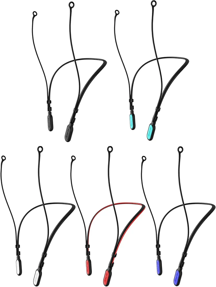 HALLEAST 5 Pack Earplugs Cord, Anti-Lost Earplug Lanyard Neckband, Safety Connector Strap, Black+White+Red+Navy+Cyan