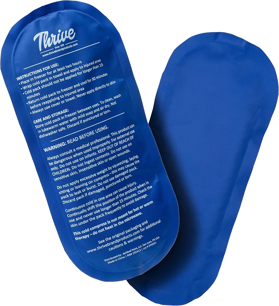 Thrive Reusable Ice Packs for Injuries - Pack of 2 - Regular Gel Ice Packs for Knee, Shoulder, Ankle, Wrist, Neck & Back Pain Relief - FSA HSA Eligible