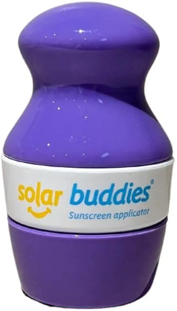 Purple Solar Buddies Refillable Roll On Sponge Applicator For Kids, Adults, Families, Travel Size Holds 100ml Travel Friendly for Sunscreen, Suncream and Lotions