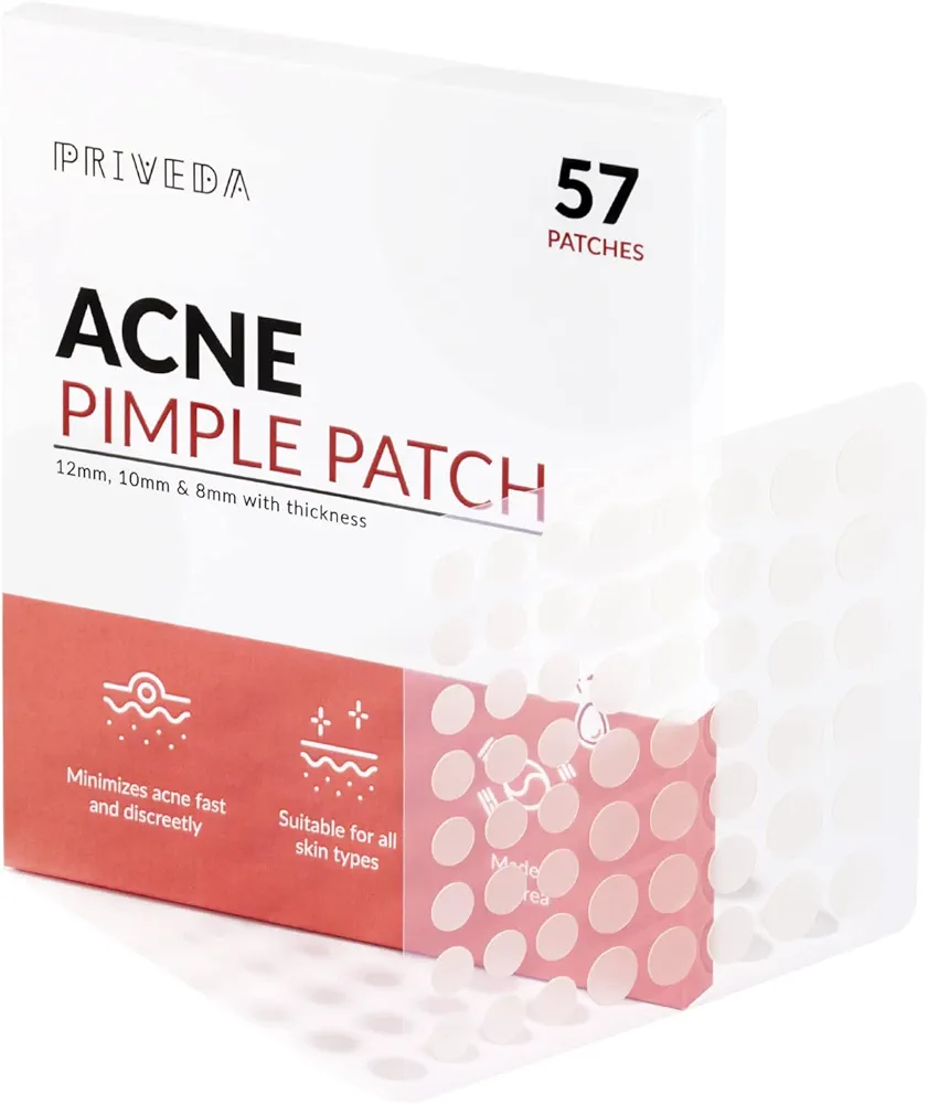 Acne Pimple Patch 57 Units Hydrocolloid Made in Korea 3 Sizes 8mm 10mm 12mm Waterproof Sheet