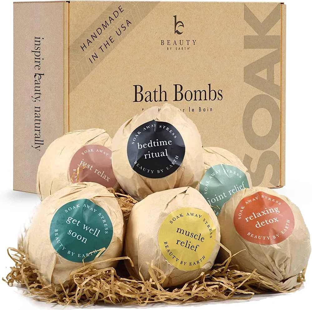 Bath Bomb Gift Set - USA Made with Natural & Organic Ingredients, Relaxing Gifts for Women & Men, Spa Gifts & Birthday Gifts for Women and Mom, Bath Bombs for Women & Kids Gift Ideas