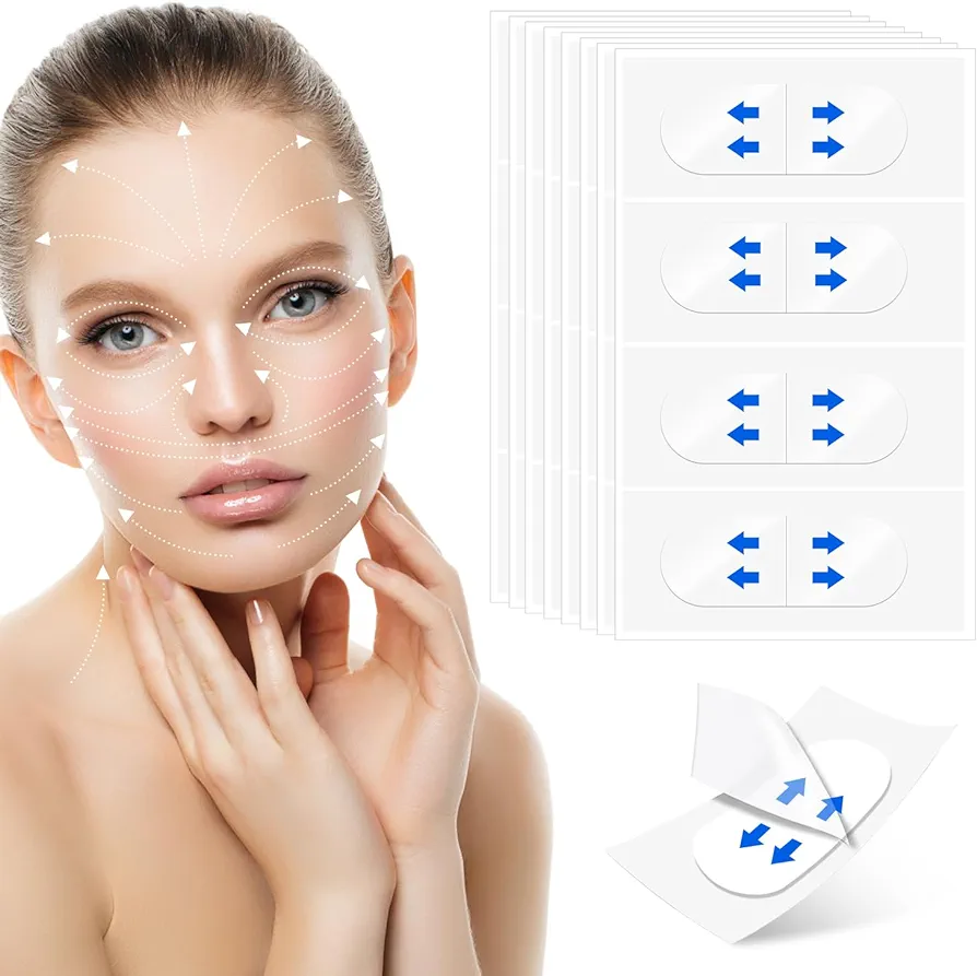 Face Lift Tape Invisible,128Pcs Face Tape Lifting Invisible,Facelift Tape for Face Invisible,Face Lift Tapes and Bands,Face Makeup Tape for Double Chin,Instant Face Lifting Sticker for Saggy Skin