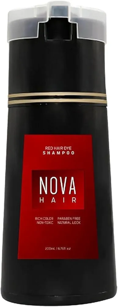 Nova Hair Dye Shampoo,Nova Hair Instant Dye Shampoo,Nova Hair Instant Dye Shampoo for Men & Women (Red)