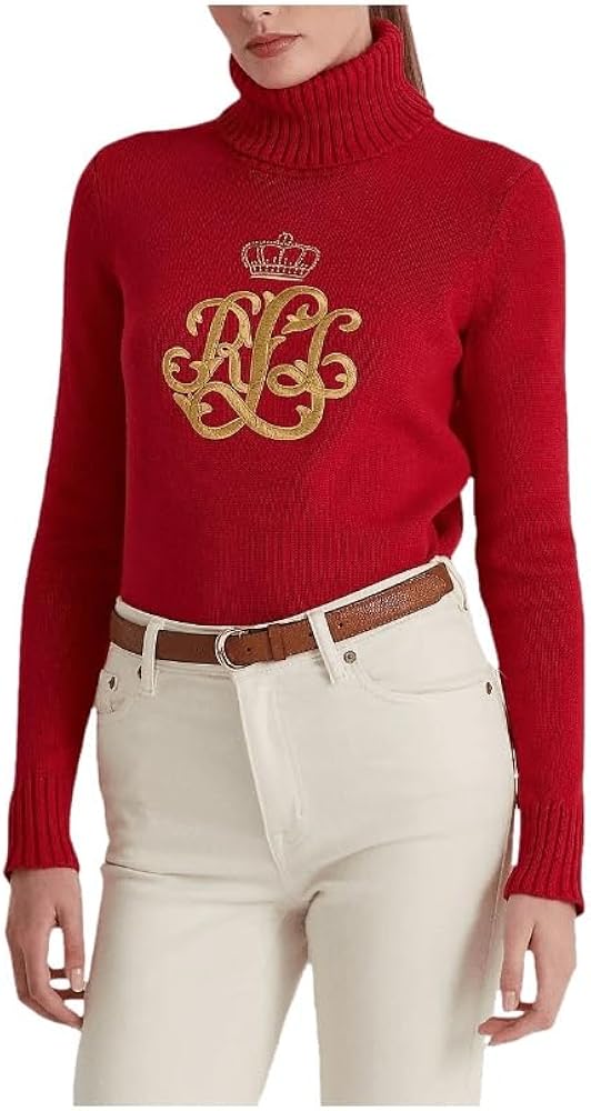 Lauren Ralph Lauren womens Intarsia-knit Cotton Turtleneck Sweater