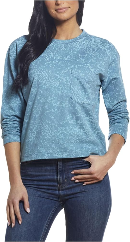 Weatherproof Vintage Womens Dappled Pullover Crewneck Sweater Blue L